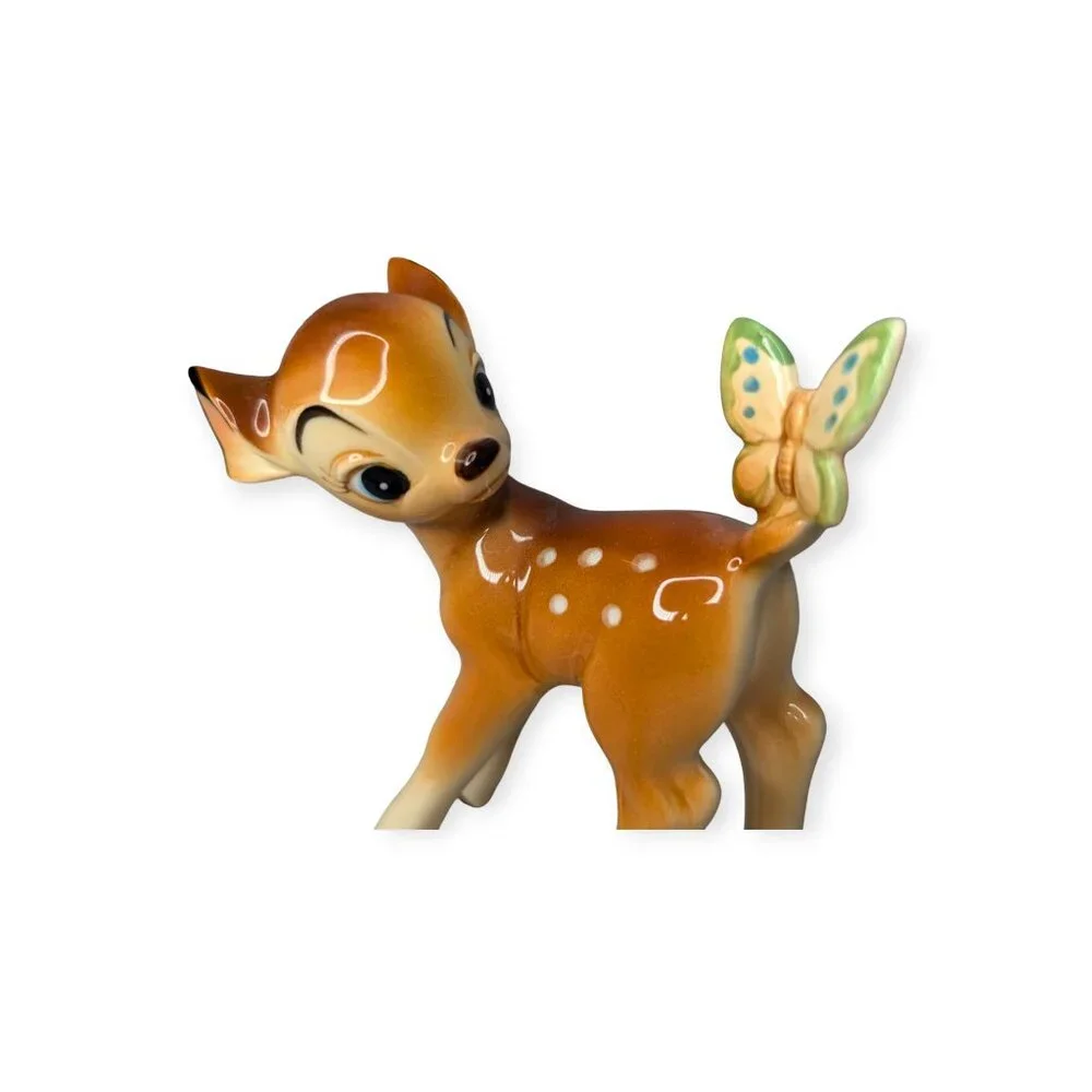Vintage Walt Disney Productions Bambi w/ Butterfly Figurine Made in Japan
